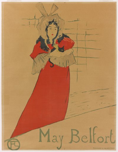 May Belfort, 1895 (pensel, sprøjt og farveblyant litografi, trykt i fem farver på papir) af Henri de Toulouse Lautrec